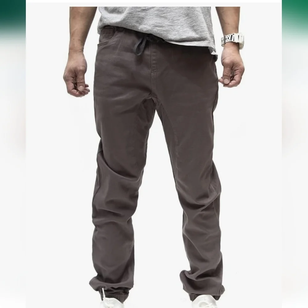 Americano Men's Vintage Drop Crotch Denim Jogger Casual Pants Gray